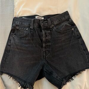 Black denim shorts